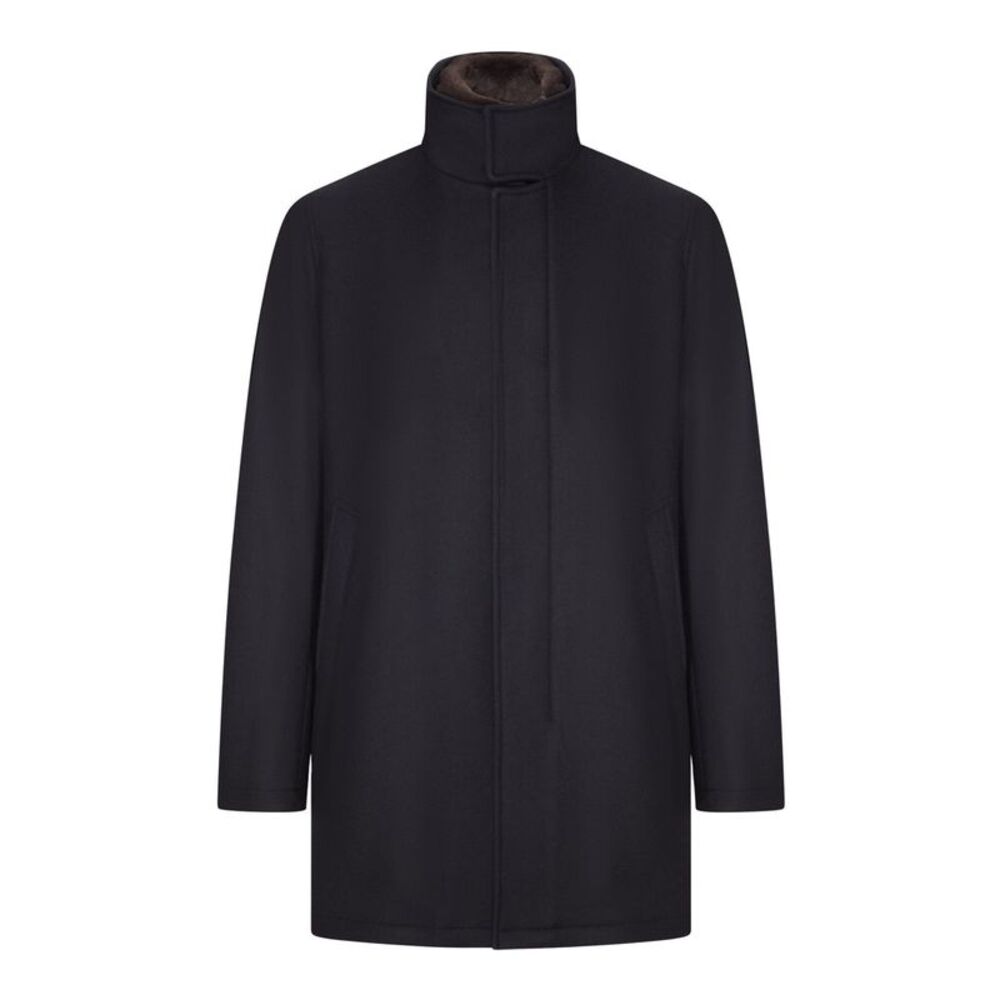 Herno Men Coat With High Collar And Contrasting Interior